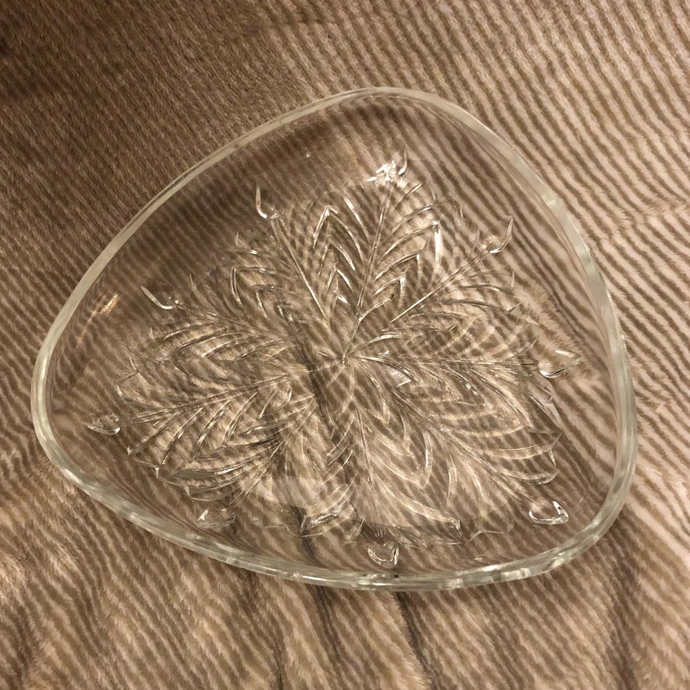 Vintage pressed glass triangle candy dish